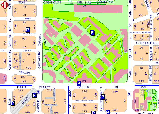 plànol parkings propers a Casa Convalescencia.gif