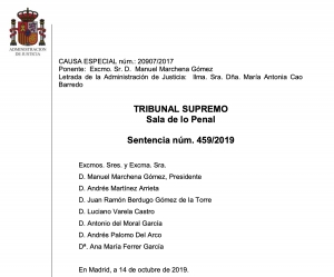 Comunicat vers la sentència 459/2019 del Tribunal Suprem.